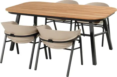 Hartman diningset tubb teak soft taupe - afbeelding 1