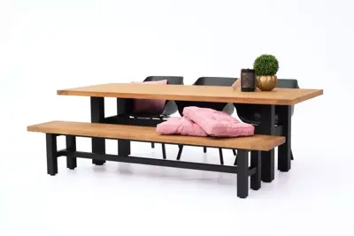 Hartman diningset yasmani natural element bench carbon black - afbeelding 1