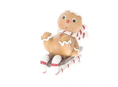 HBX natural living kerstfiguur aardewerk peperkoek slee 12.5x7x11.5cm bruin
