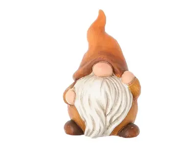 HBX natural living kerstfiguur aardewerk ulles gnome 10x10x15.5cm oranje