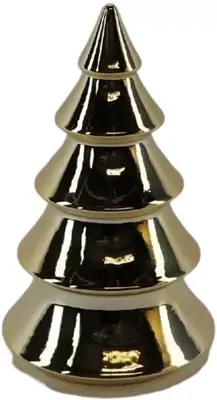 HBX natural living kerstfiguur aluminium balsam kerstboom 9x9x14cm goud