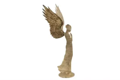 HBX natural living kerstfiguur metaal engel karana 23x13x91cm goud