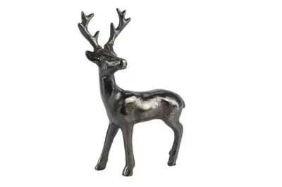 HBX natural living kerstfiguur metaal hert sika 24x9x21cm zwart