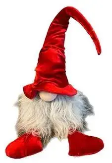 HBX natural living kerstfiguur polyester kabouter zit 8x8x24cm rood