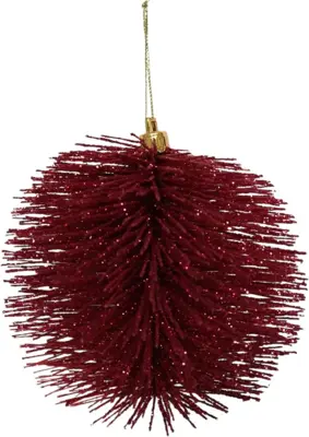 HBX natural living kunststof kerstbal bottlebrush 10cm rood