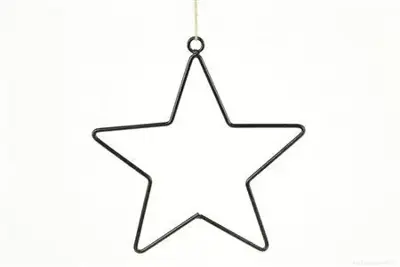 HBX natural living metalen kerst ornament ster 16cm zwart