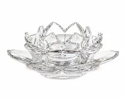 HBX natural living theelichthouder glas gysum flower 12x5cm transparant kopen?