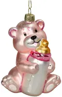 HD Collection glazen kerst ornament baby's first christmas beer 11.5cm roze kopen?