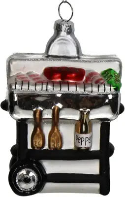 HD Collection glazen kerst ornament barbecue 12cm zilver