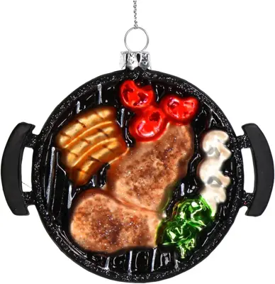 HD Collection glazen kerst ornament barbecue 8.5cm zwart