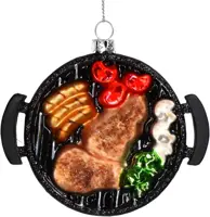 HD Collection glazen kerst ornament barbecue 8.5cm zwart kopen?