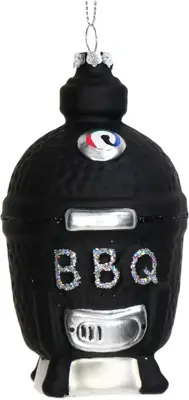 HD Collection glazen kerst ornament barbecue kamado 12cm zwart