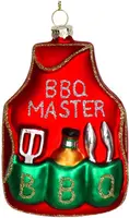 HD Collection glazen kerst ornament barbecueschort 11cm rood - afbeelding 2