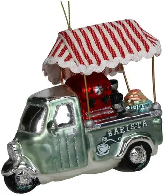 HD Collection glazen kerst ornament barista kar 12.5cm multi