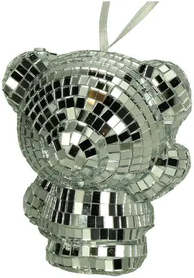 HD Collection glazen kerst ornament beer disco 7cm zilver