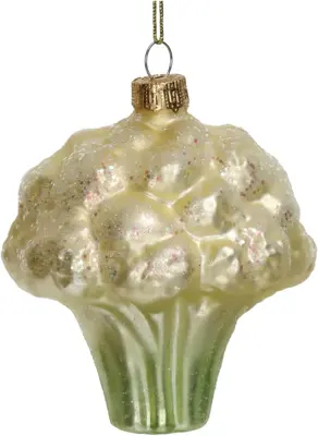 HD Collection glazen kerst ornament bloemkool 9cm wit