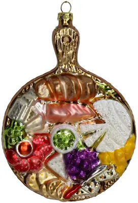 HD Collection glazen kerst ornament borrelplank 14.5cm multi