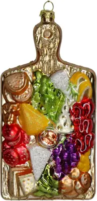 HD Collection glazen kerst ornament borrelplank 16cm multi