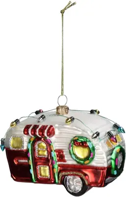 HD Collection glazen kerst ornament caravan 8.5cm multi - afbeelding 2