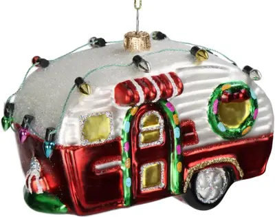 HD Collection glazen kerst ornament caravan 8.5cm multi - afbeelding 1