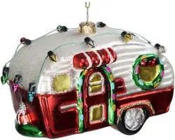 HD Collection glazen kerst ornament caravan 8.5cm multi - afbeelding 6