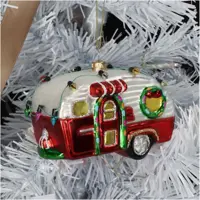 HD Collection glazen kerst ornament caravan 8.5cm multi - afbeelding 3
