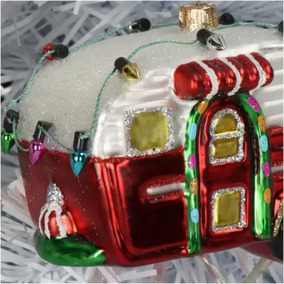 HD Collection glazen kerst ornament caravan 8.5cm multi - afbeelding 4