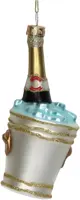 HD Collection glazen kerst ornament champagnefles in emmer 13.5cm goud - afbeelding 5