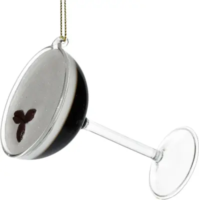HD Collection glazen kerst ornament cocktail martini espresso 9cm bruin - afbeelding 4