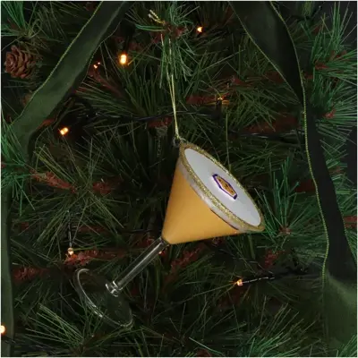 HD Collection glazen kerst ornament cocktail pornstar martini 11cm geel - afbeelding 3