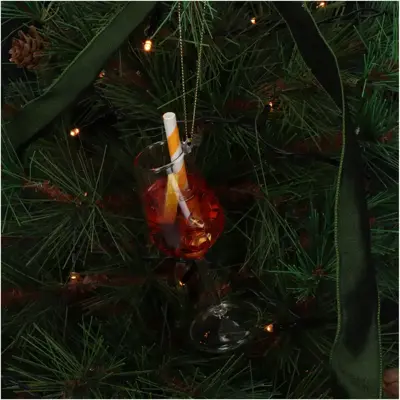 HD Collection glazen kerst ornament cocktail spritz 13.5cm oranje - afbeelding 2