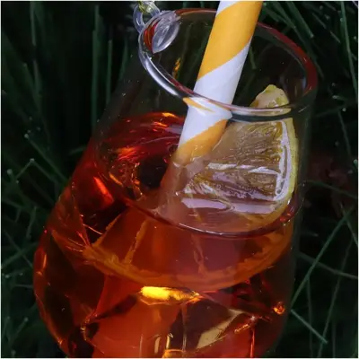 HD Collection glazen kerst ornament cocktail spritz 13.5cm oranje - afbeelding 3