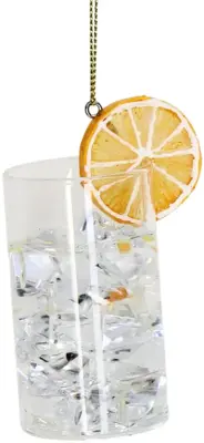 HD Collection glazen kerst ornament coctail gin tonic 9cm transparant