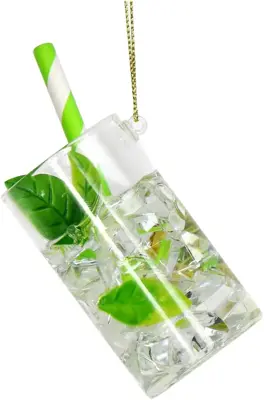 HD Collection glazen kerst ornament coctail mojito 9cm transparant, groen