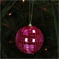 HD Collection glazen kerst ornament discobal 10cm roze  - afbeelding 2