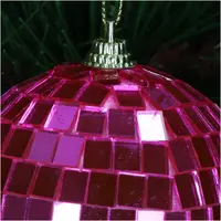 HD Collection glazen kerst ornament discobal 10cm roze  - afbeelding 3