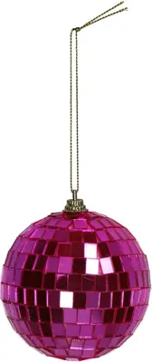 HD Collection glazen kerst ornament discobal 10cm roze  - afbeelding 1