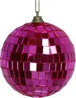 HD Collection glazen kerst ornament discobal 10cm roze  - afbeelding 4