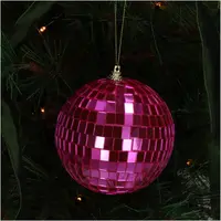 HD Collection glazen kerst ornament discobal 12cm roze  - afbeelding 2
