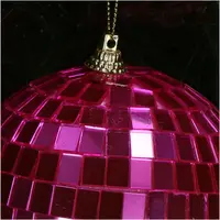 HD Collection glazen kerst ornament discobal 12cm roze  - afbeelding 3