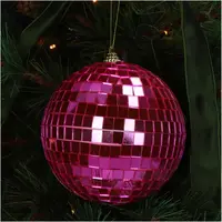 HD Collection glazen kerst ornament discobal 14cm roze  - afbeelding 2