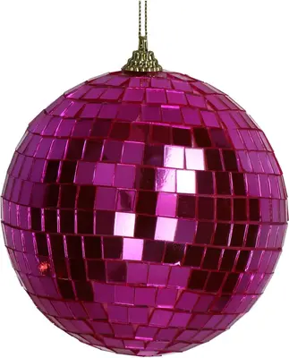 HD Collection glazen kerst ornament discobal 14cm roze  - afbeelding 4