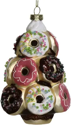 HD Collection glazen kerst ornament donut toren 12.5cm multi