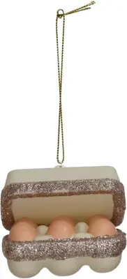 HD Collection glazen kerst ornament doos met eieren 6.5cm bruin - afbeelding 4