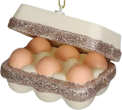 HD Collection glazen kerst ornament doos met eieren 6.5cm bruin - afbeelding 5
