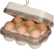HD Collection glazen kerst ornament doos met eieren 6.5cm bruin - afbeelding 5