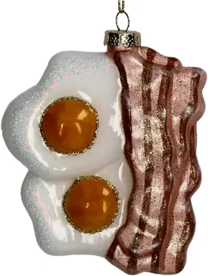 HD Collection glazen kerst ornament ei met spek 10cm multi