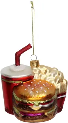 HD Collection glazen kerst ornament fast food menu 10.5cm multi - afbeelding 2