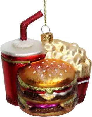 HD Collection glazen kerst ornament fast food menu 10.5cm multi - afbeelding 1