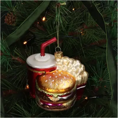 HD Collection glazen kerst ornament fast food menu 10.5cm multi - afbeelding 3